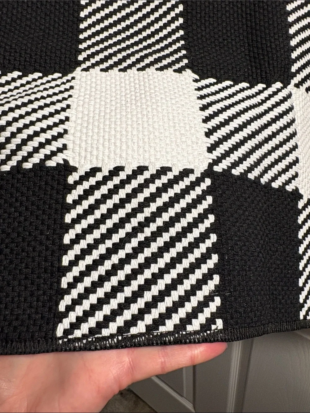 Softer Charm Black White Checker Cotton Indoor Outdoor Rug Door Mat 2’4” x 3’7”